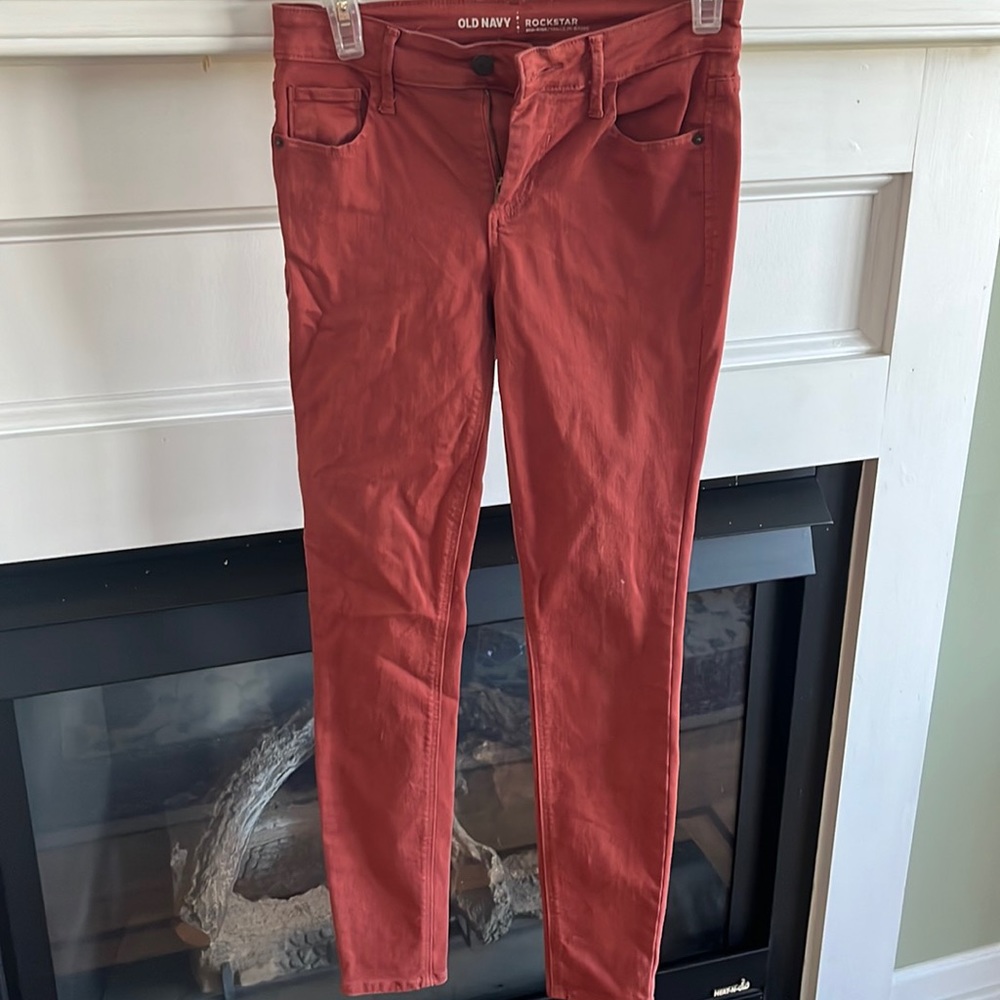 Old Navy Rockstar Mid-Rise Coral Jeans Size 2